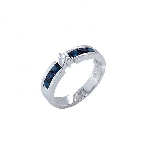 Кольцо (585 б) сапфир, бриллиант