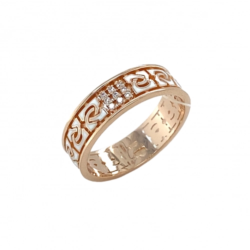 Обручальное кольцо из золота 585 пробы с эмалью и бриллиантами