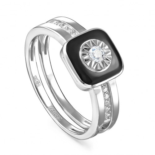 Кольцо (585 б) эмаль, бриллиант