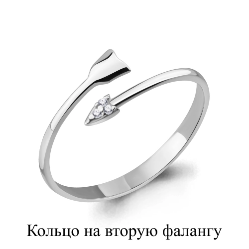 Фаланговое кольцо из сребра 925 пробы с фианитами