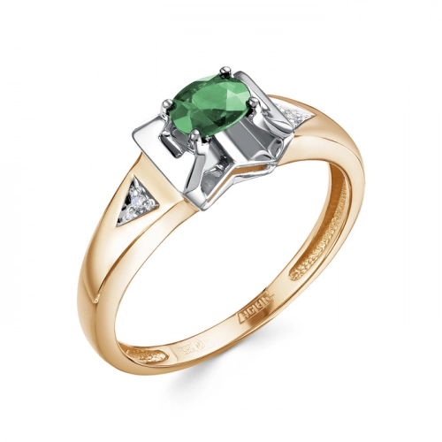 Кольцо (585) изумруд, бриллиант