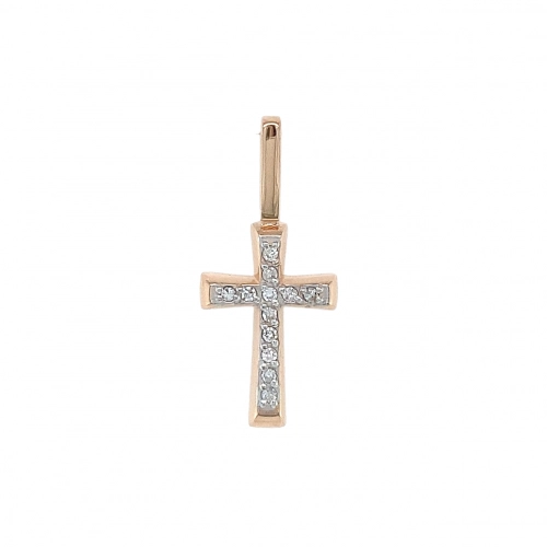 Подвеска Крест из золота 585 пробы с бриллиантами