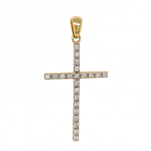 Подвеска (585 ж) бриллиант крест декор