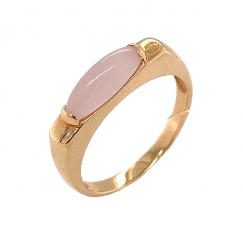 Кольцо (585) кварц розовый