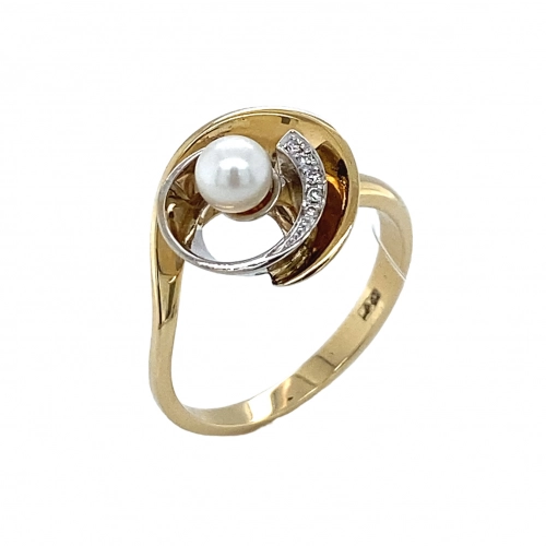 Кольцо (585 ж) жемчуг, бриллиант