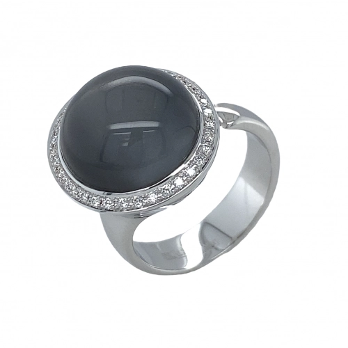 Кольцо (750 б) лунный камень, бриллиант